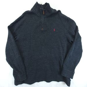 Polo Ralph Lauren 1/4 Zip Sweater Pullover Mens XXL Dark Gray Red Pony
